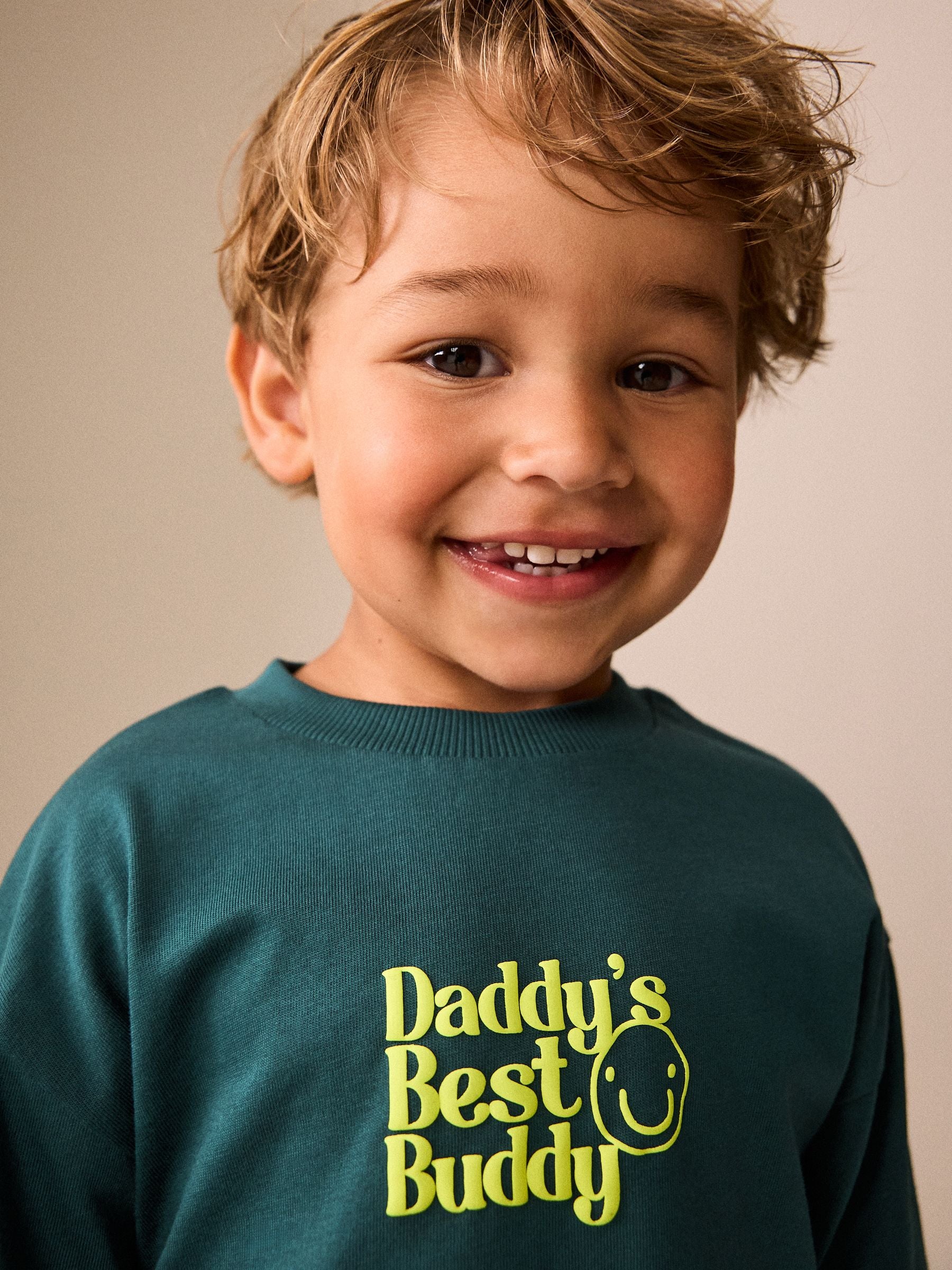 Dsiney Kidz - Green Daddys Best Buddy Slogan Long Sleeve Small Graphic Printed T-Shirt (3mths-7yrs) image 4