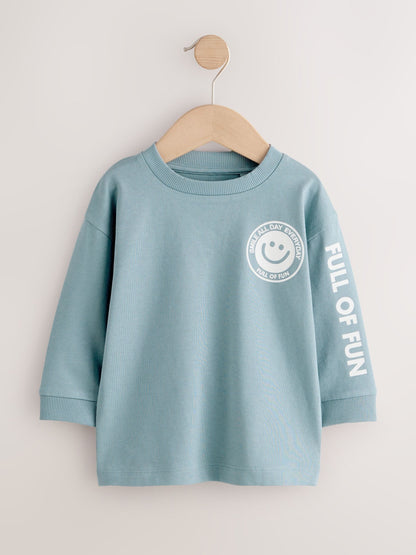Dsiney Kidz - Mineral Blue Smile All Day Everyday Long Sleeve Back Graphic T-Shirt (3mths-10yrs) image 4