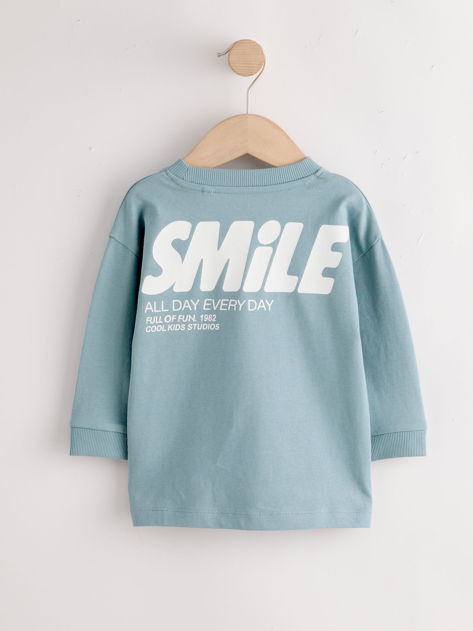 Dsiney Kidz - Mineral Blue Smile All Day Everyday Long Sleeve Back Graphic T-Shirt (3mths-10yrs) image 5
