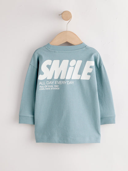 Dsiney Kidz - Mineral Blue Smile All Day Everyday Long Sleeve Back Graphic T-Shirt (3mths-10yrs) image 5