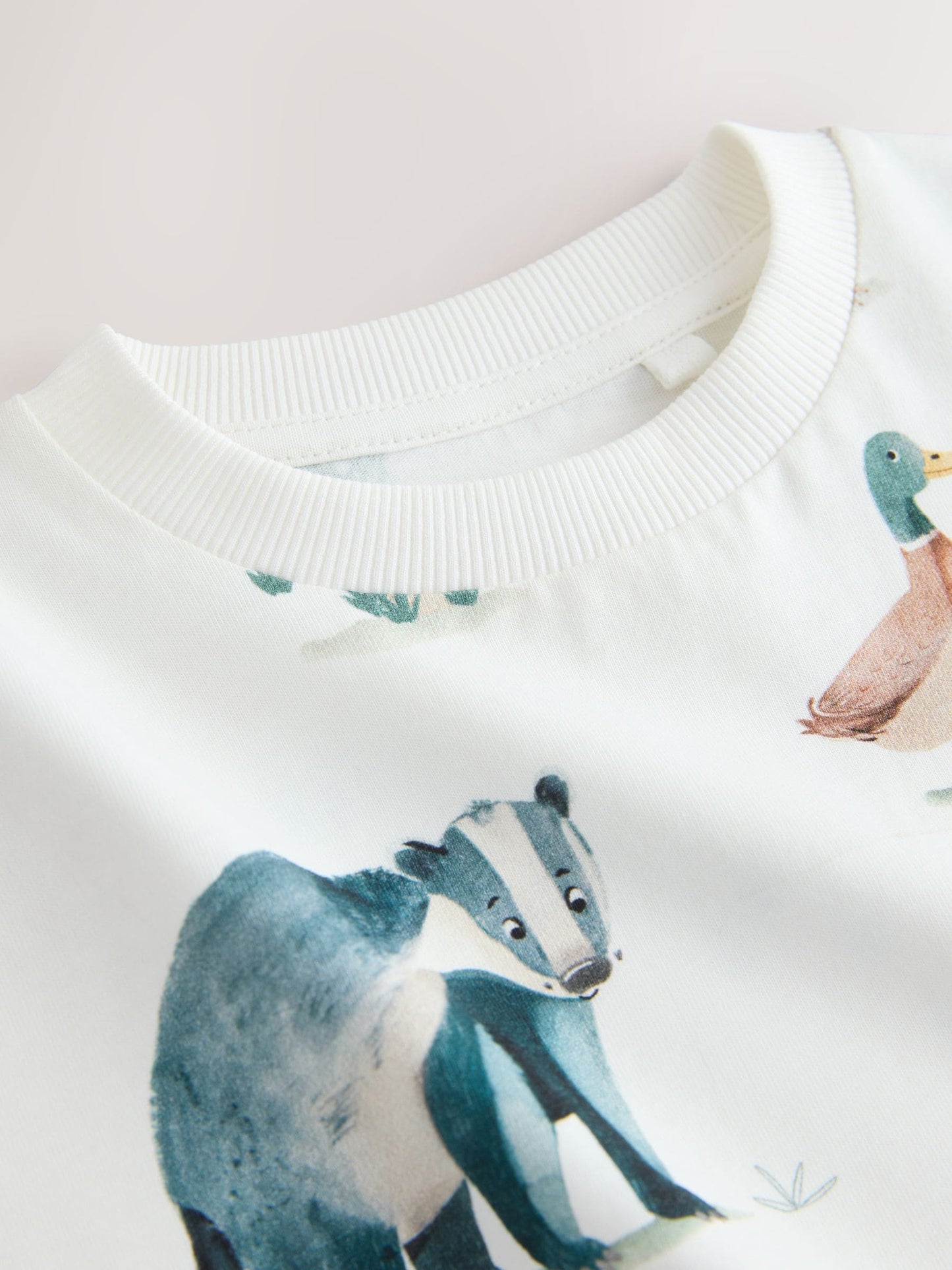 Cream/White Woodland Aminals Long Sleeve All Over Print T-Shirt (3mths-7yrs) image 7