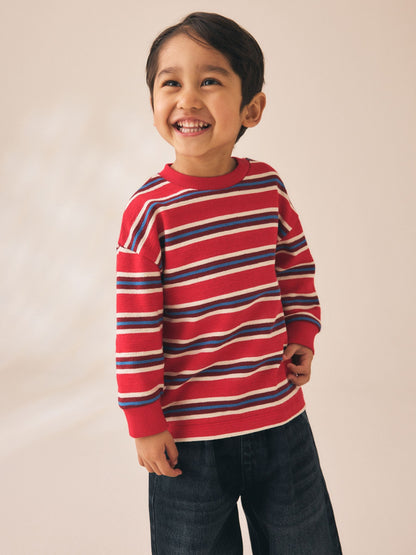 Red/White Textured Long Sleeve Stripe T-Shirt (3mths-7yrs) image 2