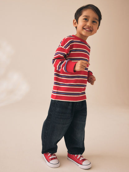 Red/White Textured Long Sleeve Stripe T-Shirt (3mths-7yrs) image 4