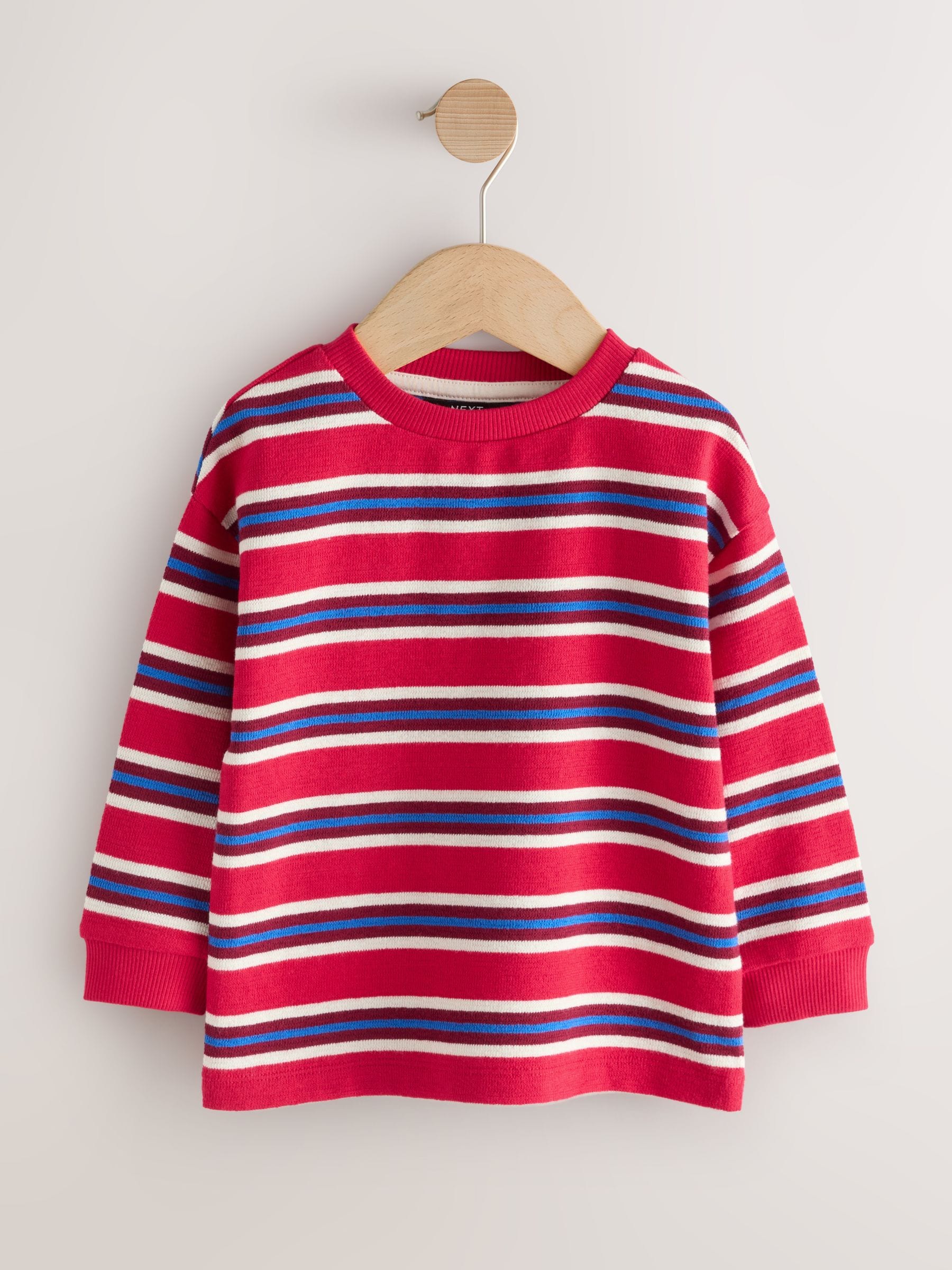 Red/White Textured Long Sleeve Stripe T-Shirt (3mths-7yrs) image 5