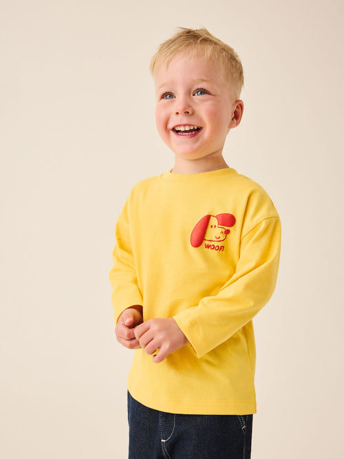 Yellow Dog Long Sleeve Small Graphic Printed T-Shirt (3mths-7yrs) image 1