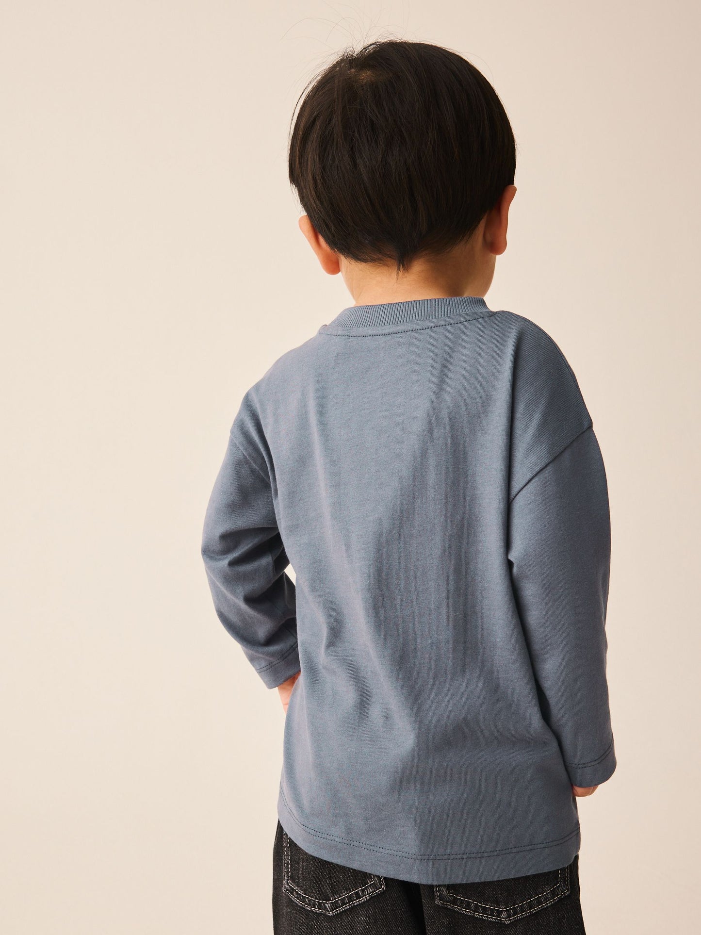 Charcoal Grey Smile Long Sleeve Small Graphic Printed T-Shirt (3mths-7yrs) image 2