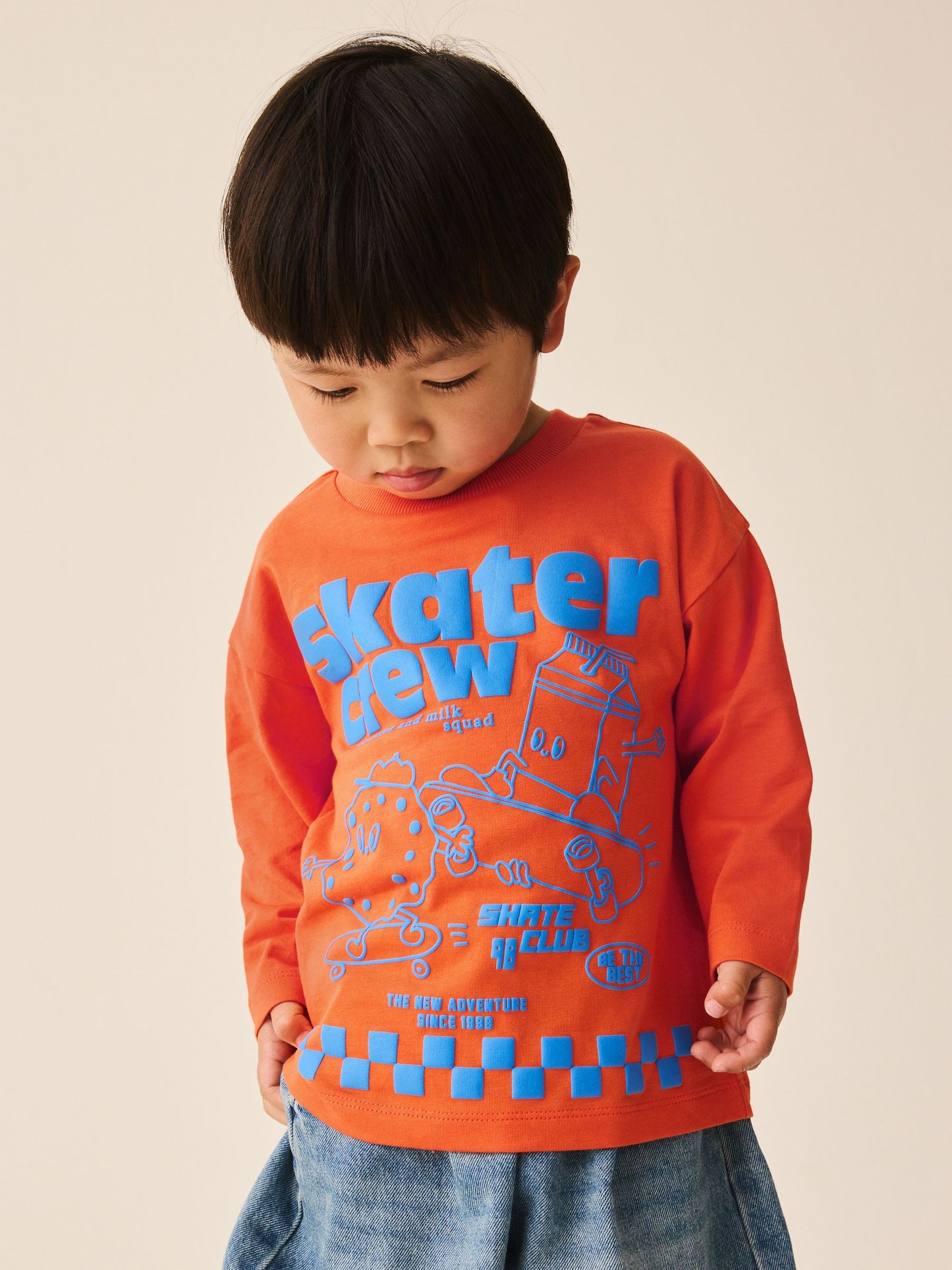 Dsiney Kidz - Orange Skater Crew Long Sleeve Graphic T-Shirt (3mths-7yrs) image 1