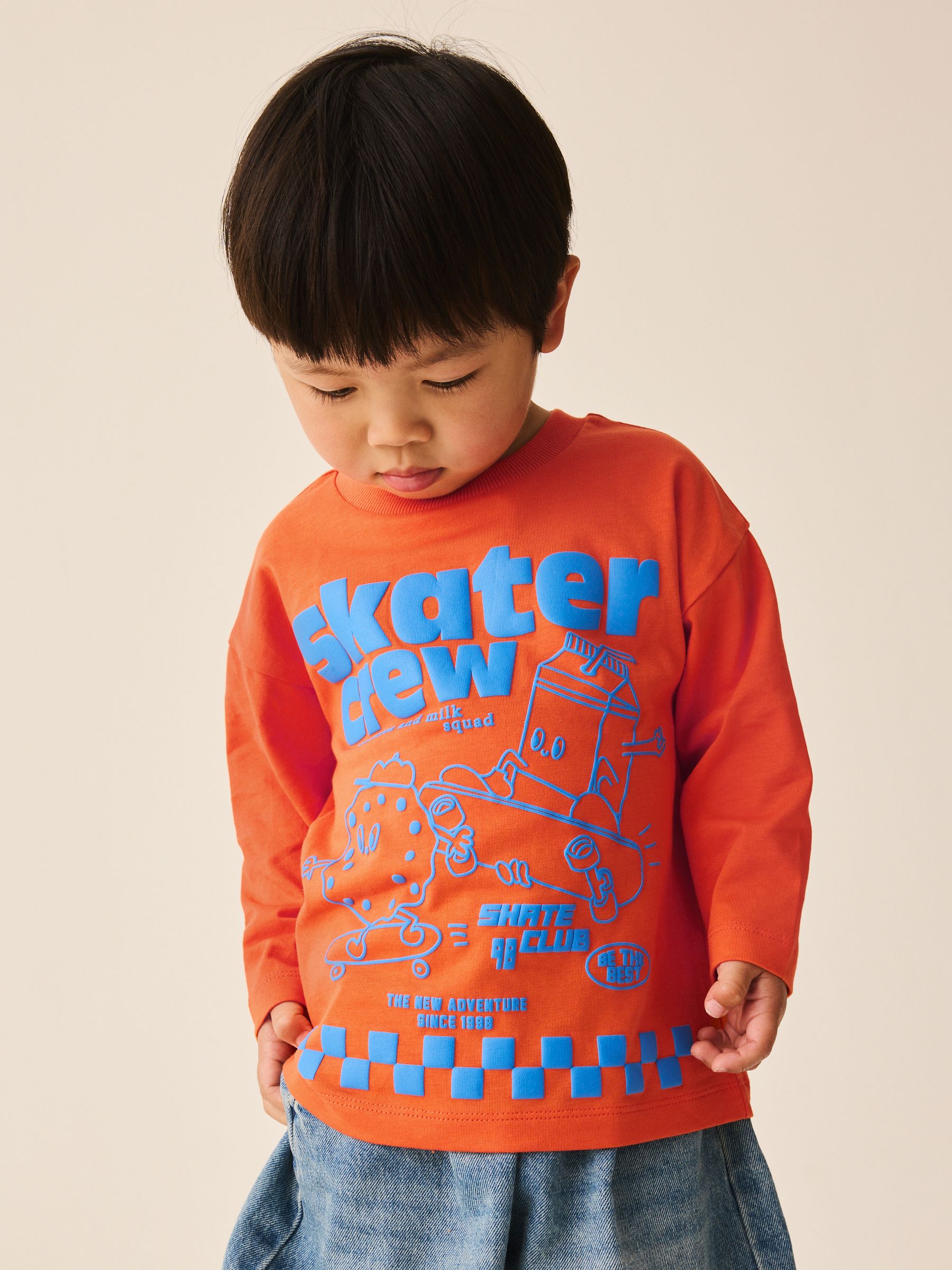 Dsiney Kidz - Orange Skater Crew Long Sleeve Graphic T-Shirt (3mths-7yrs) image 1