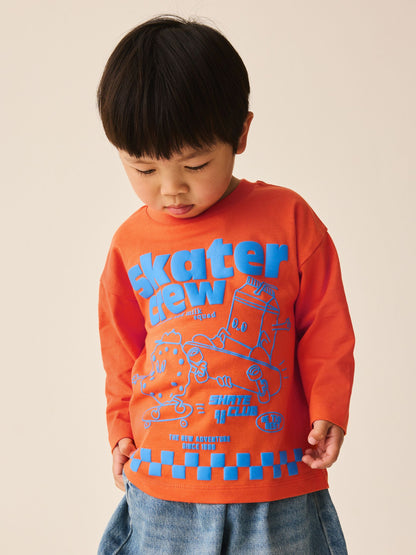 Dsiney Kidz - Orange Skater Crew Long Sleeve Graphic T-Shirt (3mths-7yrs) image 1