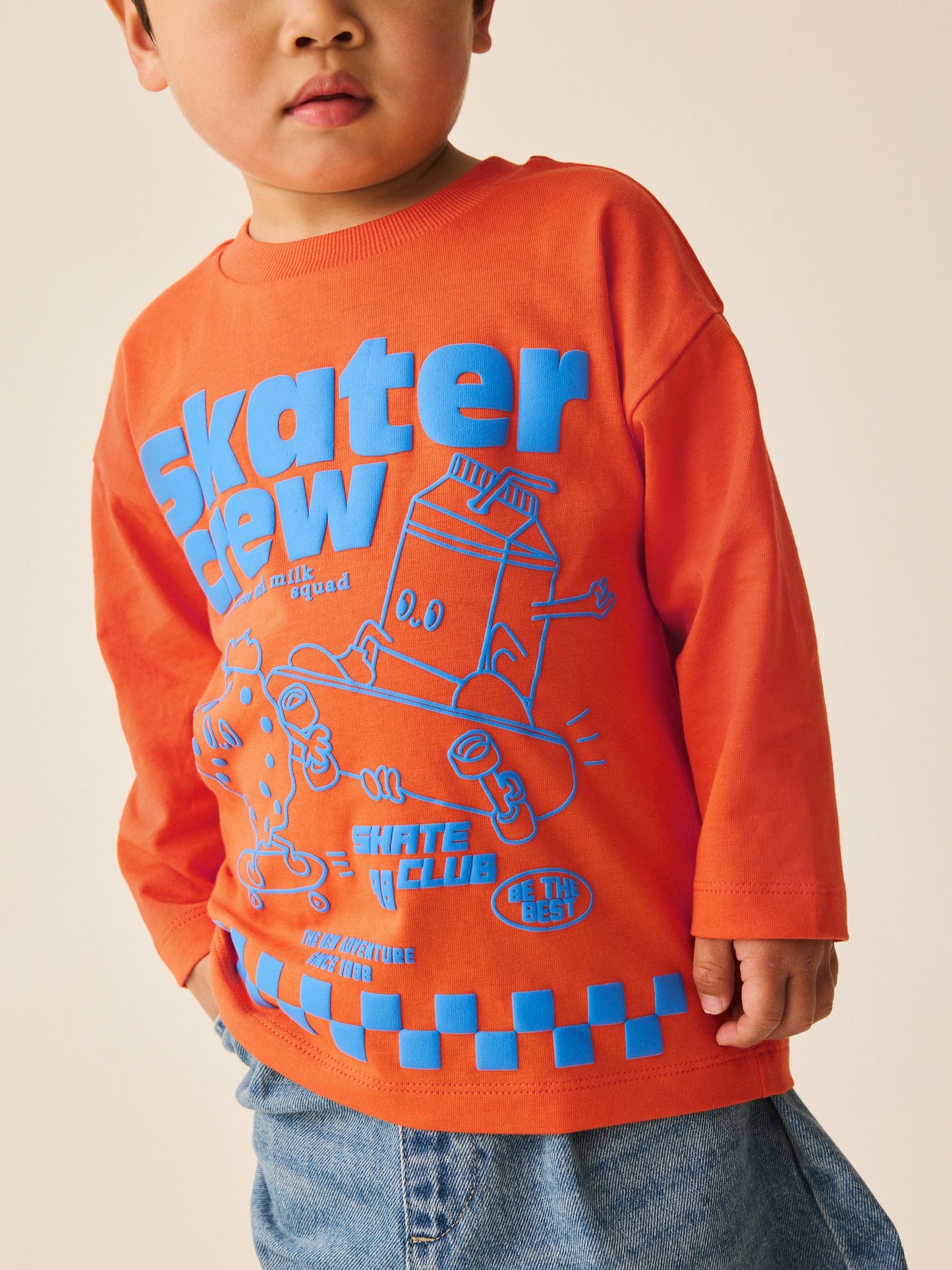 Dsiney Kidz - Orange Skater Crew Long Sleeve Graphic T-Shirt (3mths-7yrs) image 2