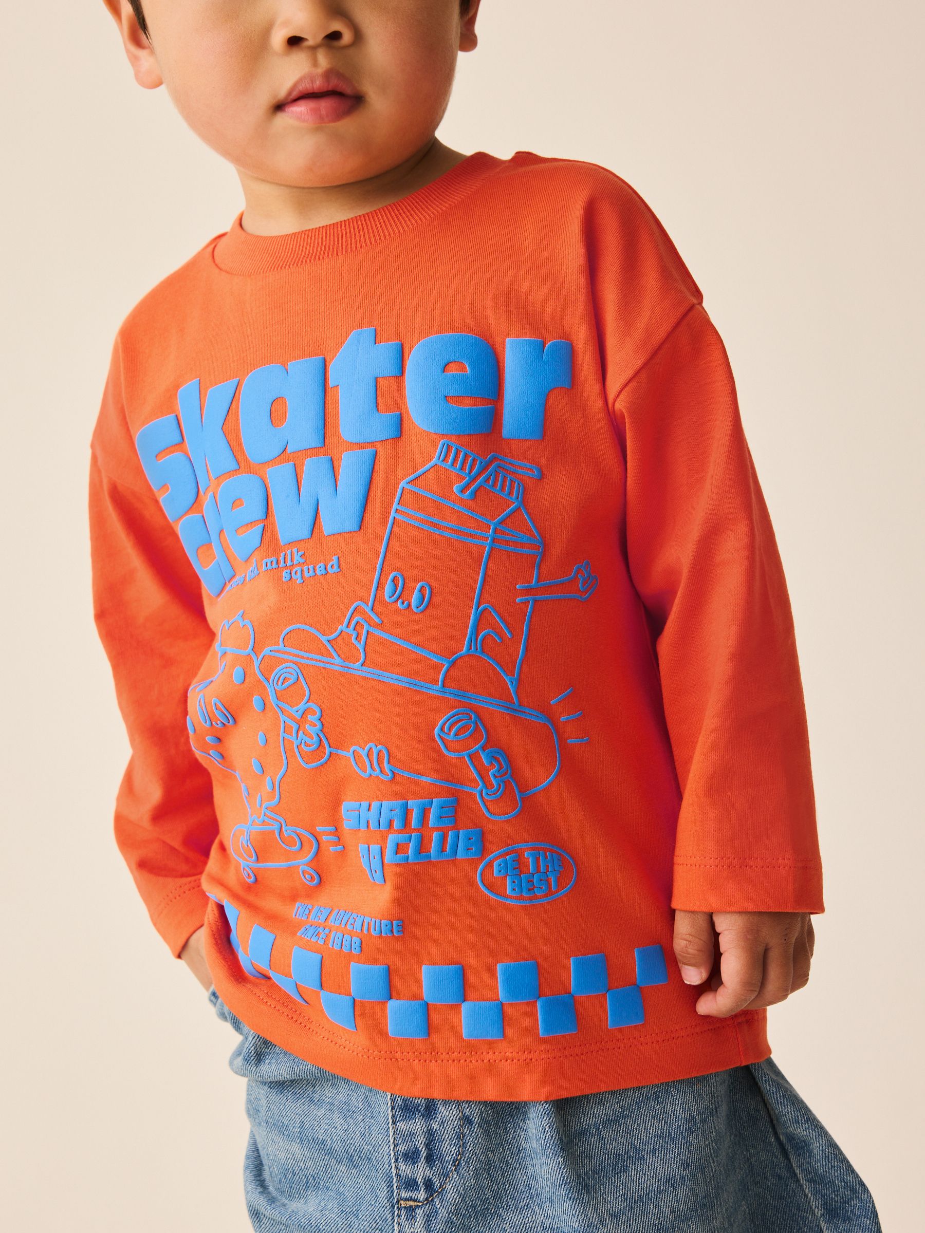Dsiney Kidz - Orange Skater Crew Long Sleeve Graphic T-Shirt (3mths-7yrs) image 2