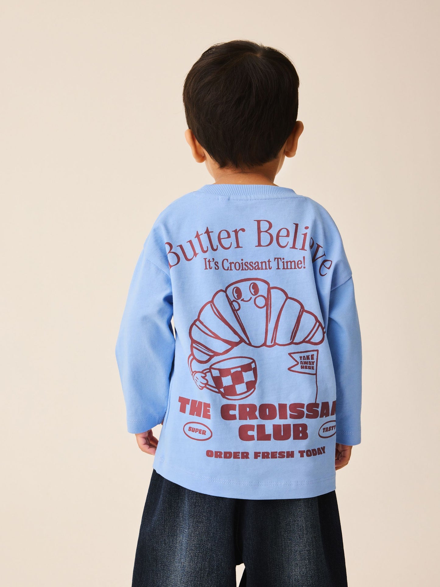 Dsiney Kidz - Blue Croissant Club Long Sleeve Back Graphic T-Shirt (3mths-10yrs) image 1