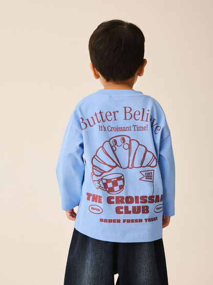 Dsiney Kidz - Blue Croissant Club Long Sleeve Back Graphic T-Shirt (3mths-10yrs) image 1