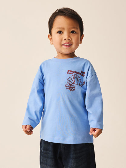 Dsiney Kidz - Blue Croissant Club Long Sleeve Back Graphic T-Shirt (3mths-10yrs) image 2