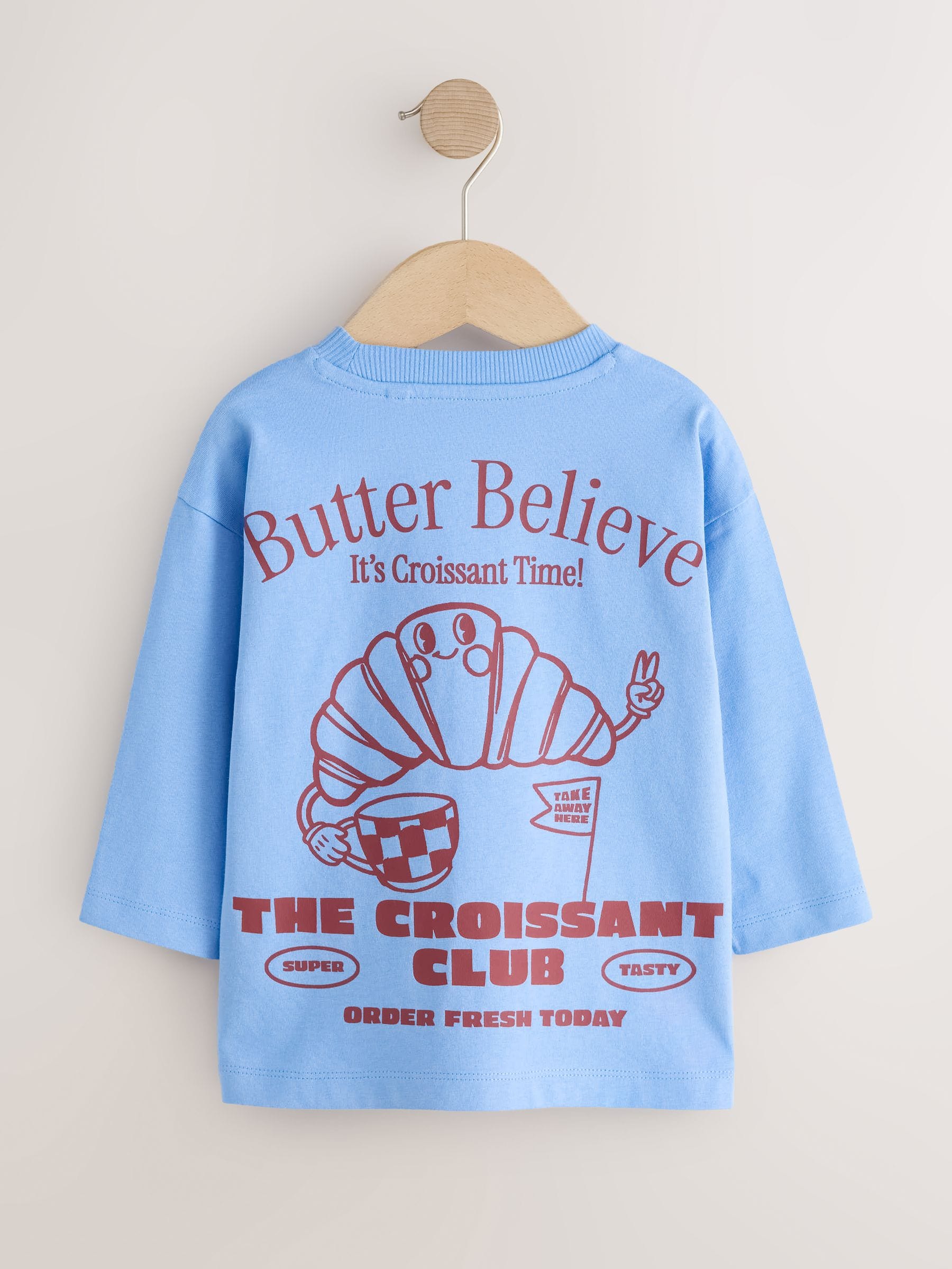 Dsiney Kidz - Blue Croissant Club Long Sleeve Back Graphic T-Shirt (3mths-10yrs) image 5