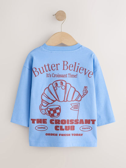 Dsiney Kidz - Blue Croissant Club Long Sleeve Back Graphic T-Shirt (3mths-10yrs) image 5