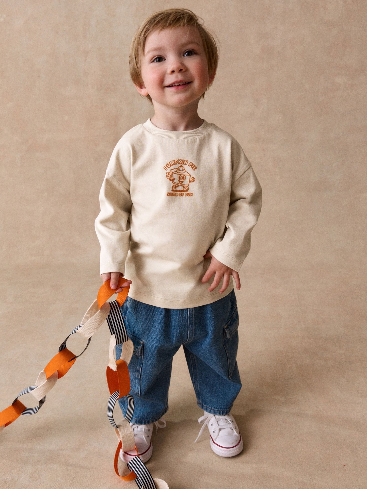 Dsiney Kidz - Cream Pumpkin Pie Long Sleeve Back Graphic T-Shirt (3mths-10yrs) image 2