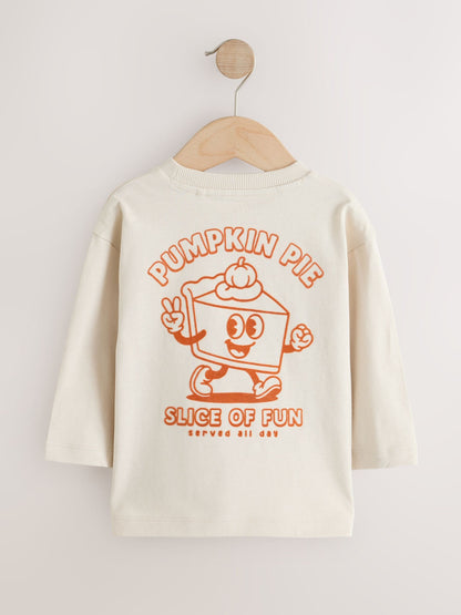 Dsiney Kidz - Cream Pumpkin Pie Long Sleeve Back Graphic T-Shirt (3mths-10yrs) image 5