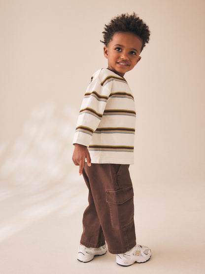 Dsiney Kidz - Brown/Ecru Stripe Long Sleeve Stripe T-Shirt (3mths-7yrs) image 2
