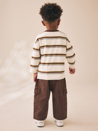 Dsiney Kidz - Brown/Ecru Stripe Long Sleeve Stripe T-Shirt (3mths-7yrs) image 3