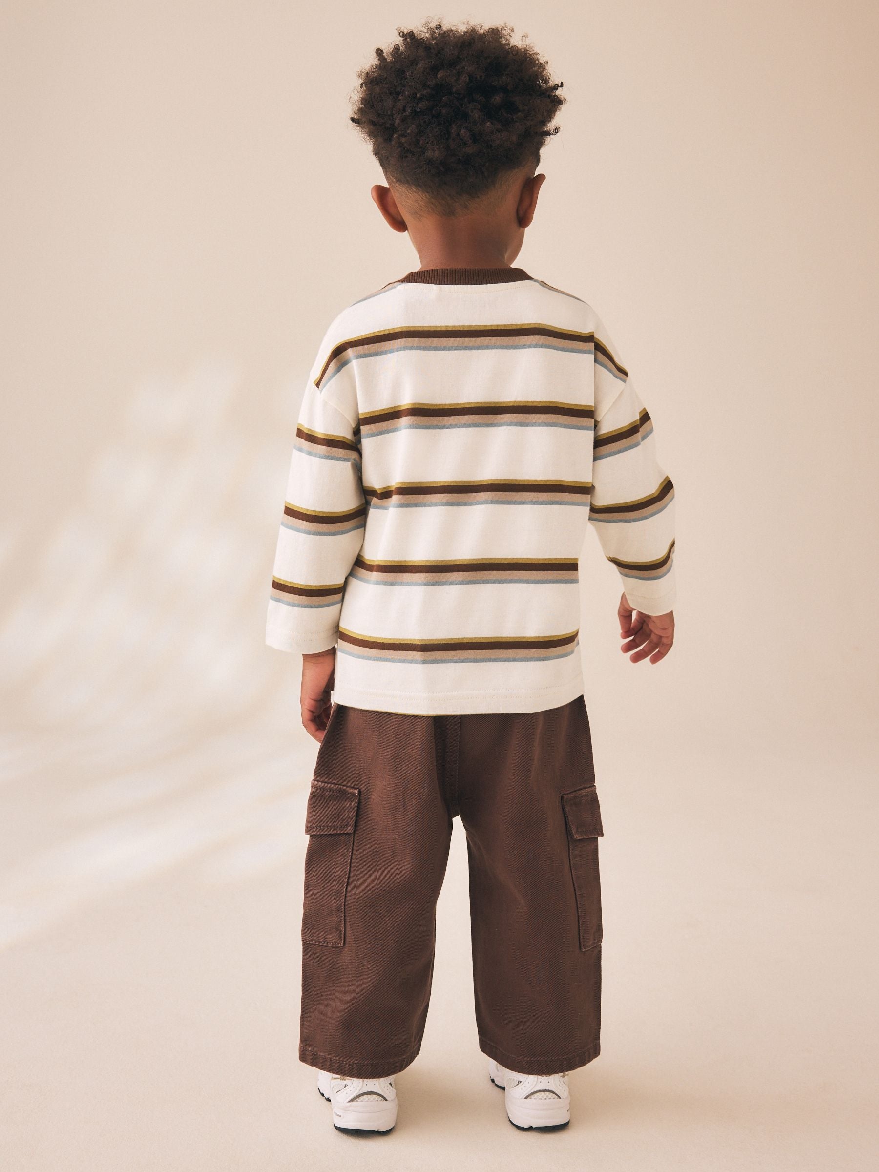 Dsiney Kidz - Brown/Ecru Long Sleeve Stripe T-Shirt (3mths-7yrs) image 3