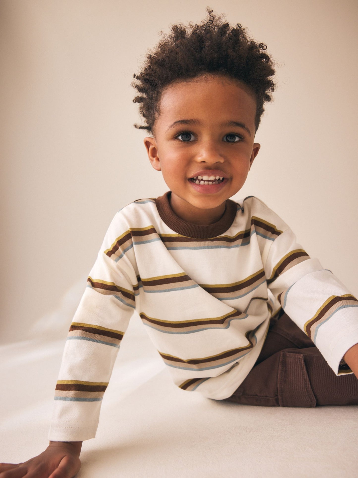 Dsiney Kidz - Brown/Ecru Stripe Long Sleeve Stripe T-Shirt (3mths-7yrs) image 4