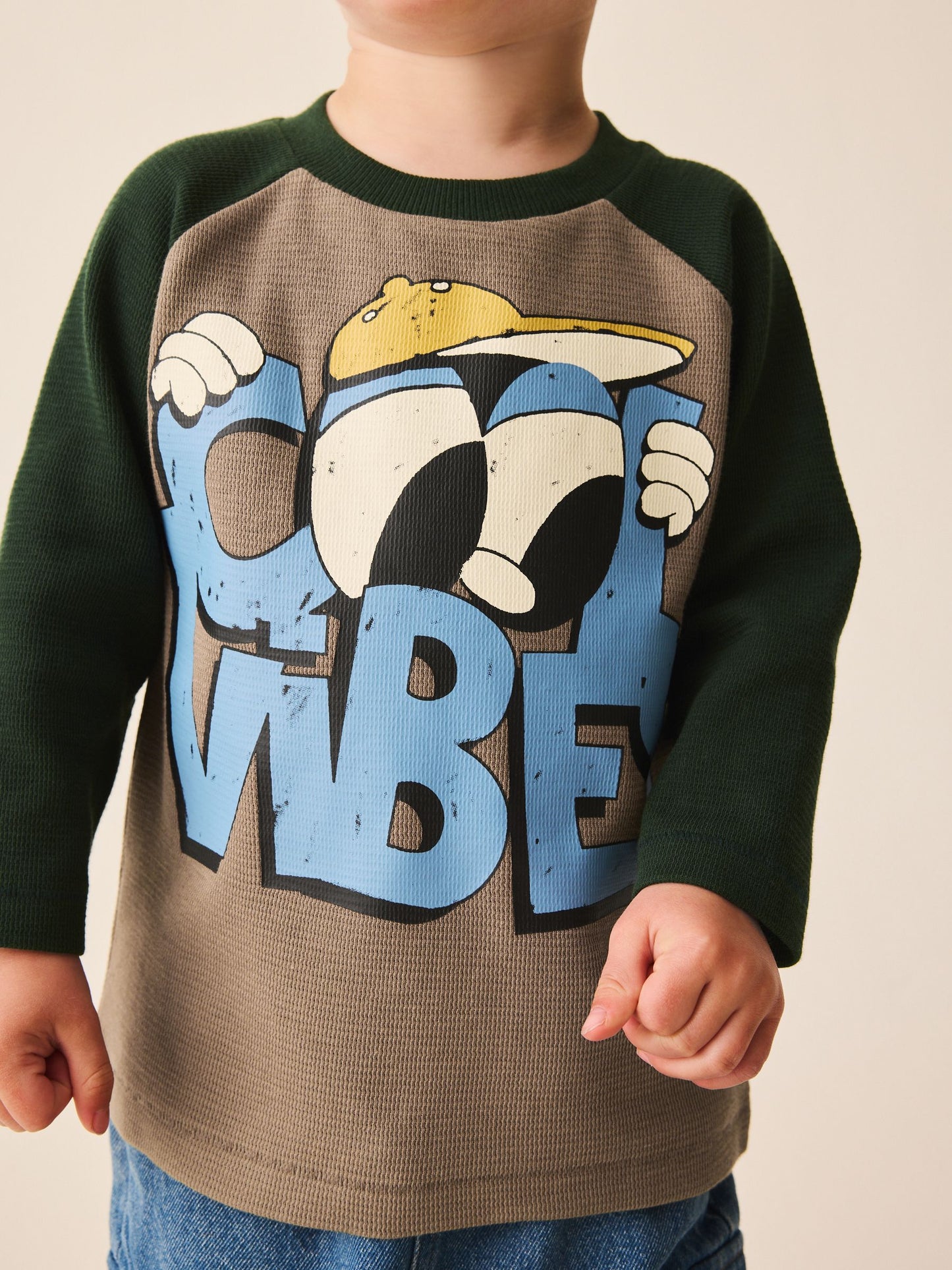 Dsiney Kidz - Brown/Khaki Cool Vibes Raglan Textured Long Sleeve Graphic T-Shirt (3mths-7yrs) image 4