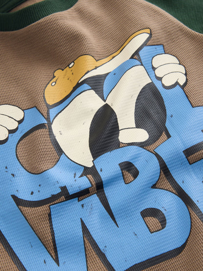 Dsiney Kidz - Brown/Khaki Cool Vibes Raglan Textured Long Sleeve Graphic T-Shirt (3mths-7yrs) image 8