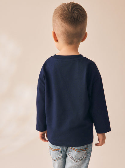 Navy Transport Long Sleeve Small Graphic Printed T-Shirt (3mths-7yrs) image 4