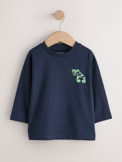 Navy Transport Long Sleeve Small Graphic Printed T-Shirt (3mths-7yrs) image 5