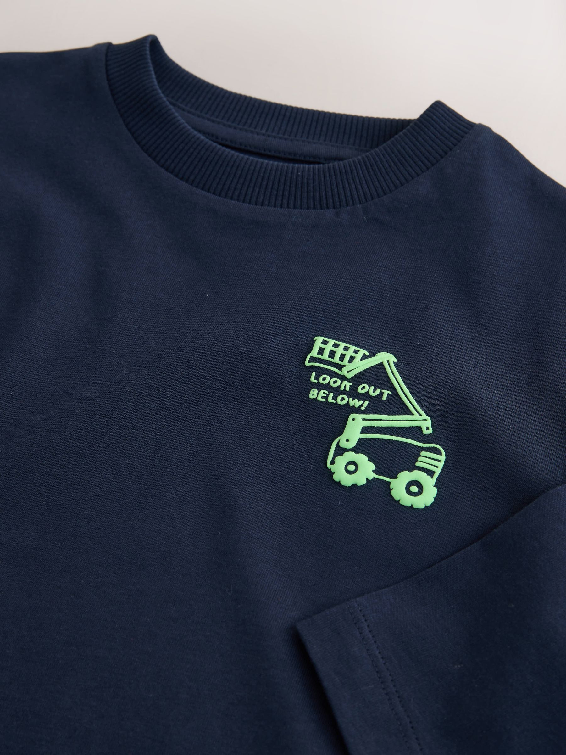 Navy Transport Long Sleeve Small Graphic Printed T-Shirt (3mths-7yrs) image 8