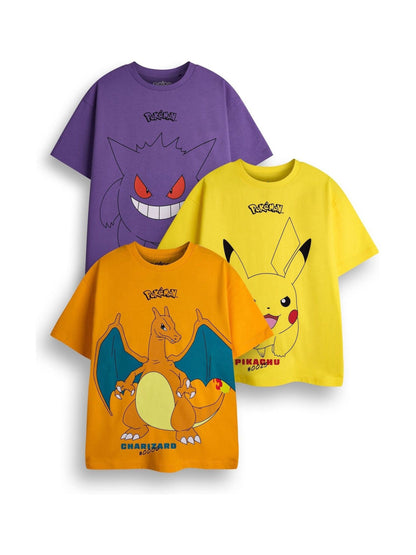 Dsiney Kidz - Vanilla Underground Orange Pikachu, Charizard, Gengar Short-Sleeved T-Shirts Multi-Pack of 3 image 1