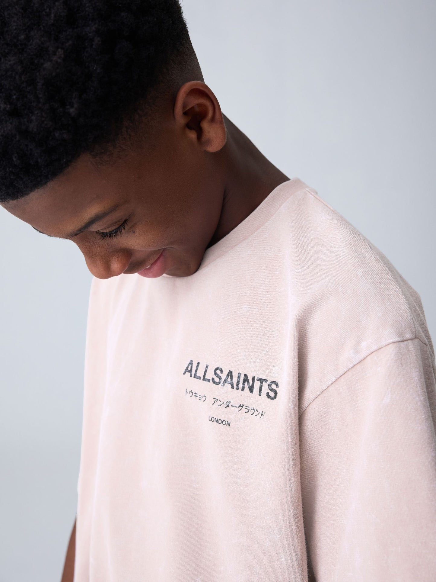 Dsiney Kidz - smALLSAINTS Washed Pink Oversized Underground Crew Neck Cotton T-Shirt image 4