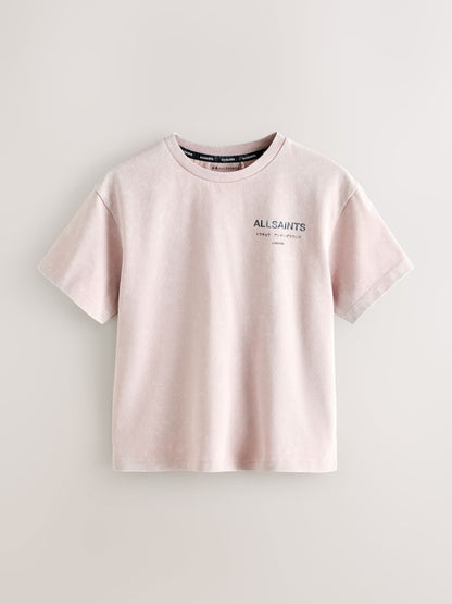 Dsiney Kidz - smALLSAINTS Washed Pink Oversized Underground Crew Neck Cotton T-Shirt image 5