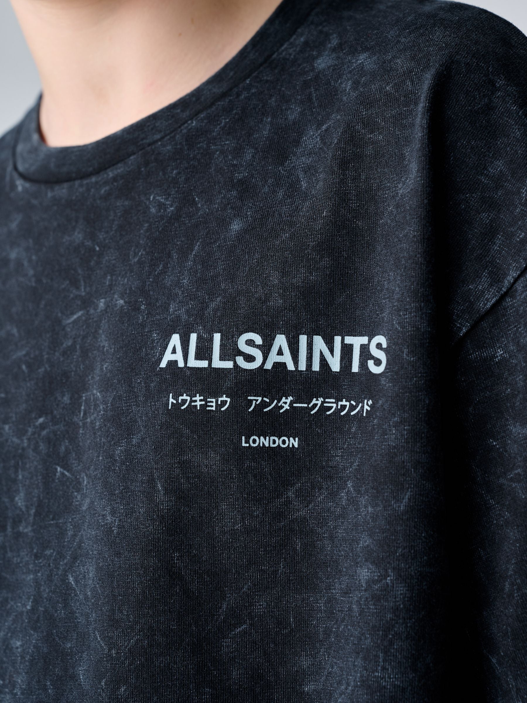Dsiney Kidz - smALLSAINTS Washed Black Oversized Underground Crew Neck Cotton T-Shirt image 4