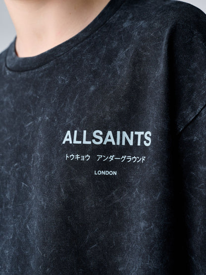 Dsiney Kidz - smALLSAINTS Washed Black Oversized Underground Crew Neck Cotton T-Shirt image 4