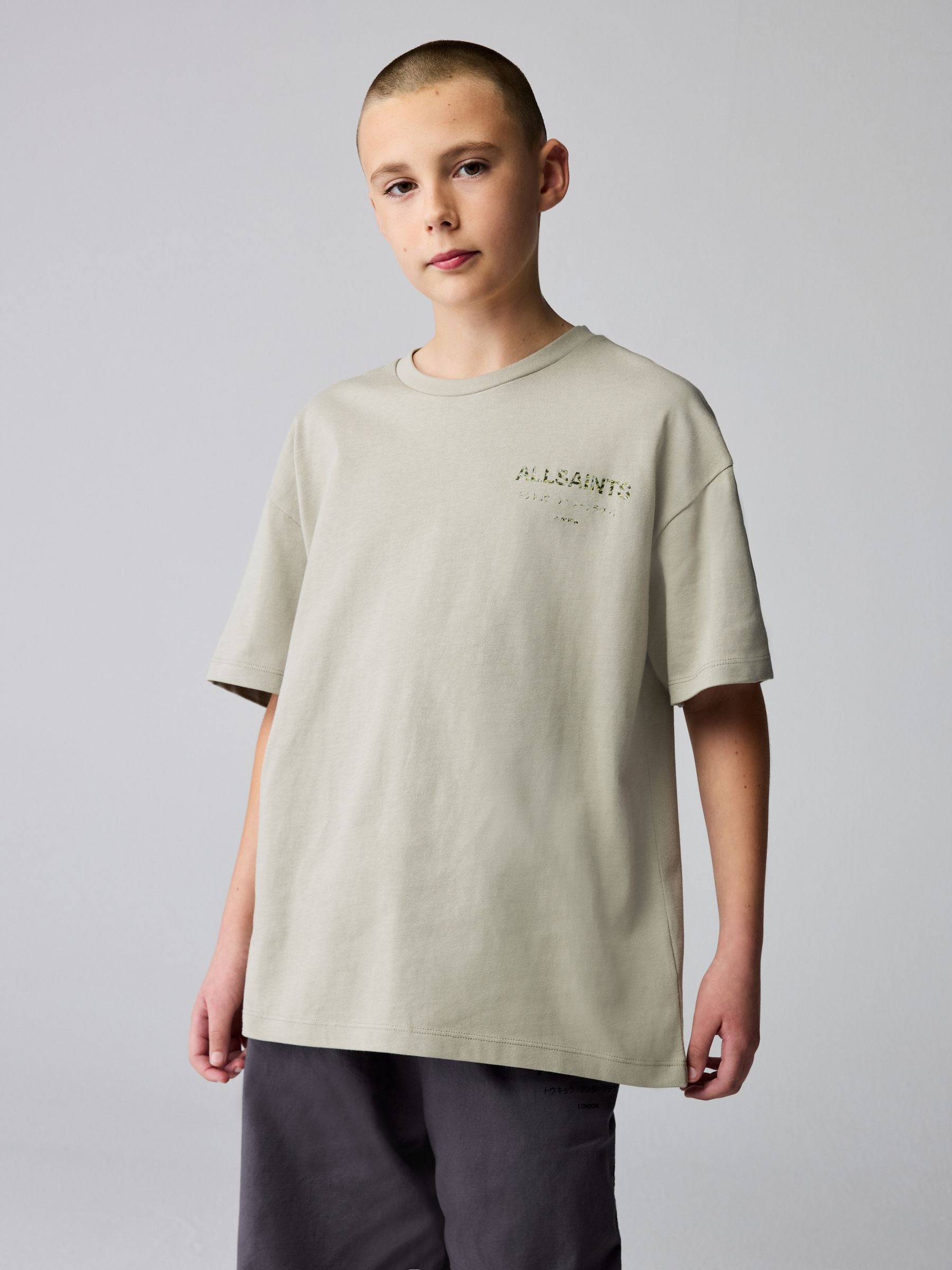 Dsiney Kidz - smALLSAINTS Stone/Camo Oversized Underground Crew Neck Cotton T-Shirt image 2