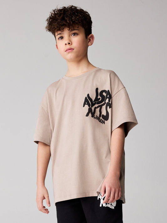Dsiney Kidz - smALLSAINTS Light Brown Oversized Orlando Logo Crew Neck T-Shirt image 1