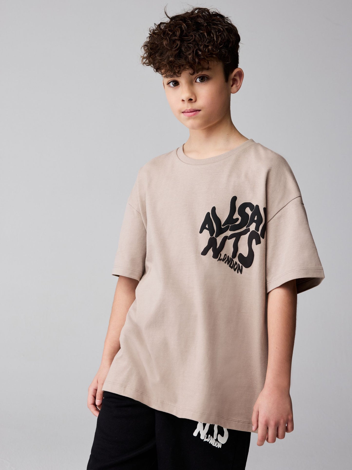 Dsiney Kidz - smALLSAINTS Light Brown Oversized Orlando Logo Crew Neck T-Shirt image 3