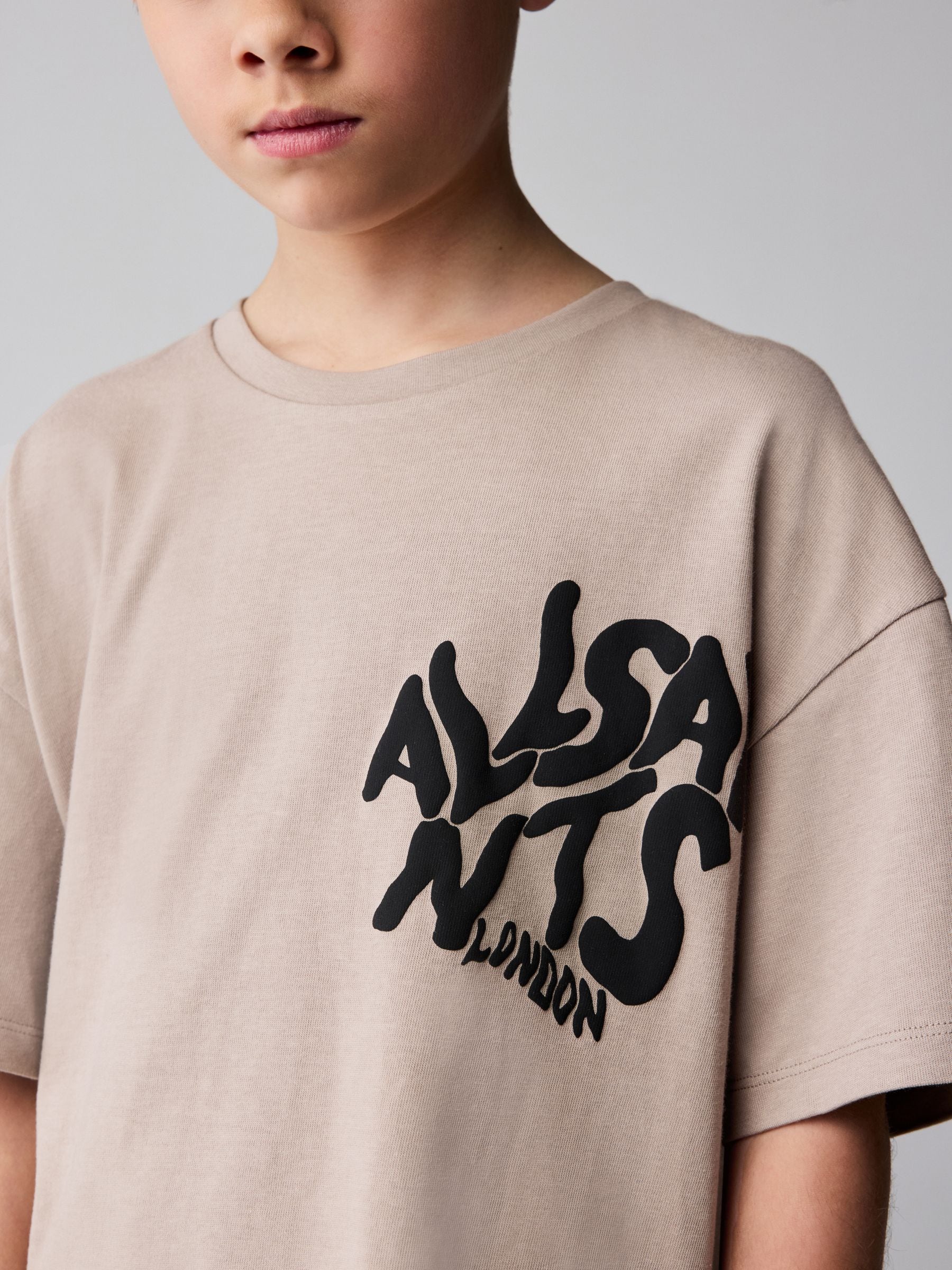 Dsiney Kidz - smALLSAINTS Light Brown Oversized Orlando Logo Crew Neck T-Shirt image 4