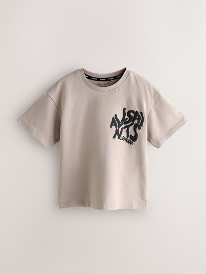 Dsiney Kidz - smALLSAINTS Light Brown Oversized Orlando Logo Crew Neck T-Shirt image 5