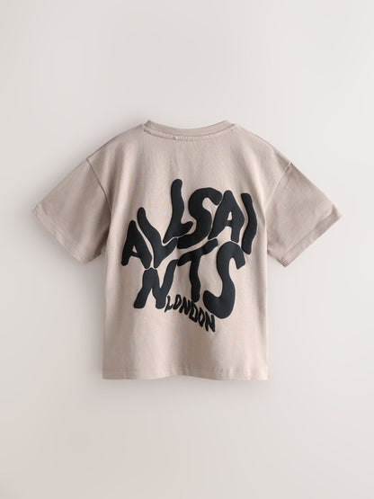 Dsiney Kidz - smALLSAINTS Light Brown Oversized Orlando Logo Crew Neck T-Shirt image 6