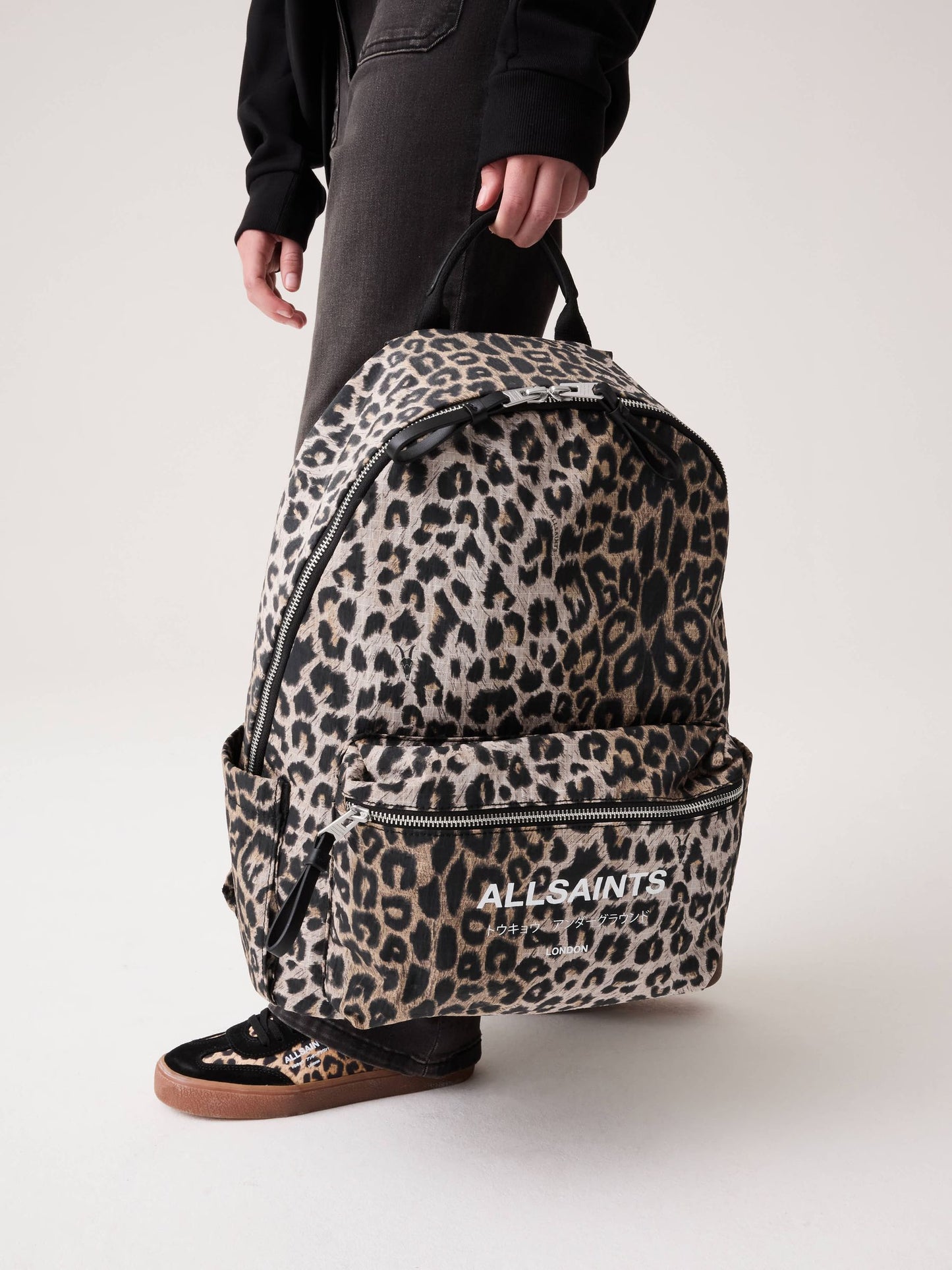 smALLSAINTS Brown Back to School Leopard Undeground Logo Backpack image 1