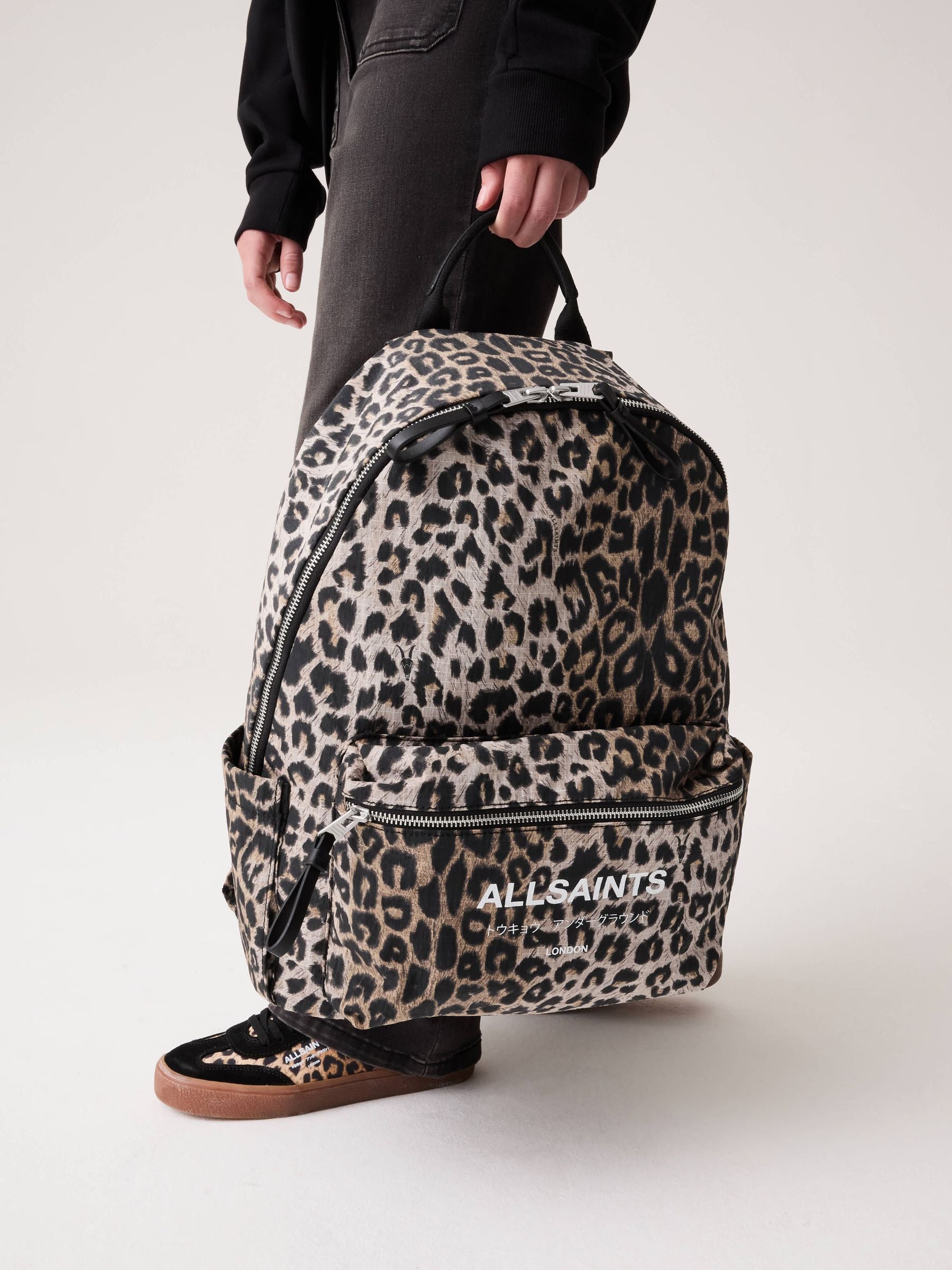 smALLSAINTS Brown Back to School Leopard Undeground Logo Backpack image 1