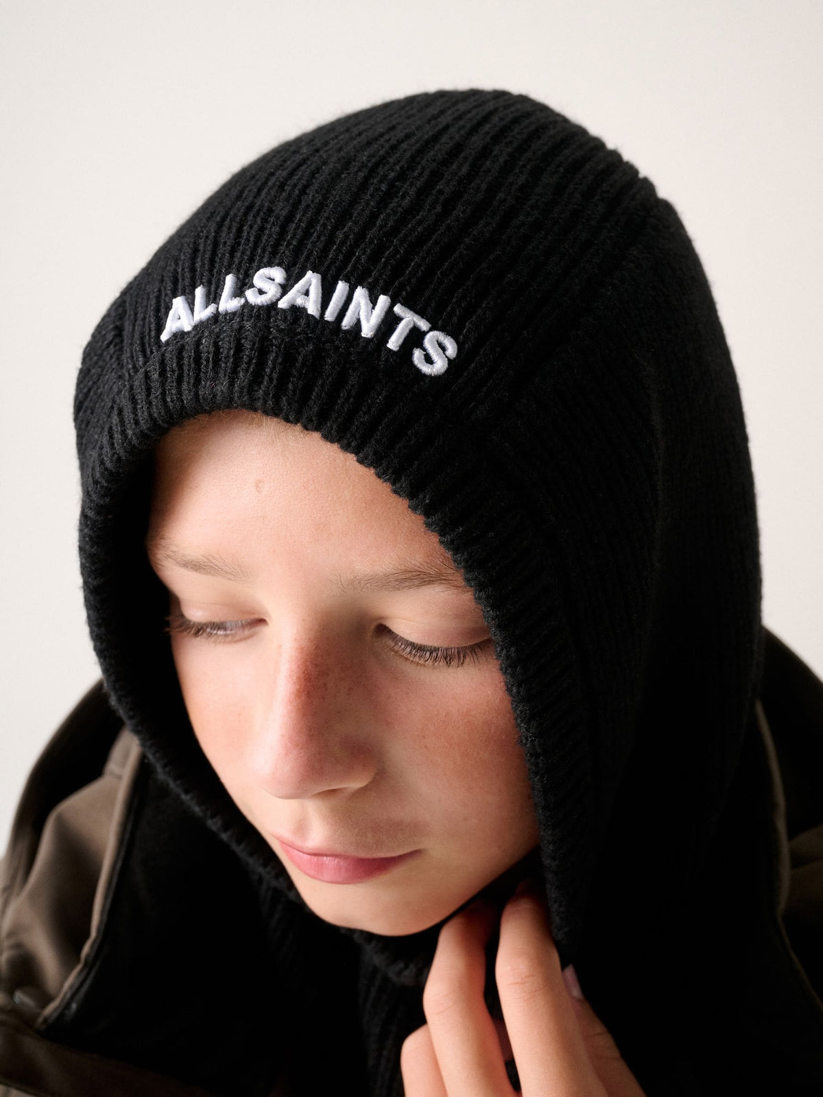 smALLSAINTS Black Logo Knitted Hood Hat - image 2