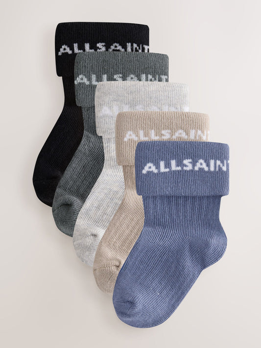 Dsiney Kidz - smALLSAINTS Blue Baby Logo Roll Top Socks 5 Pack image 1