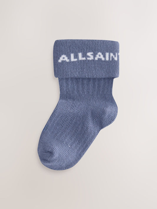 Dsiney Kidz - smALLSAINTS Blue Baby Logo Roll Top Socks 5 Pack image 2