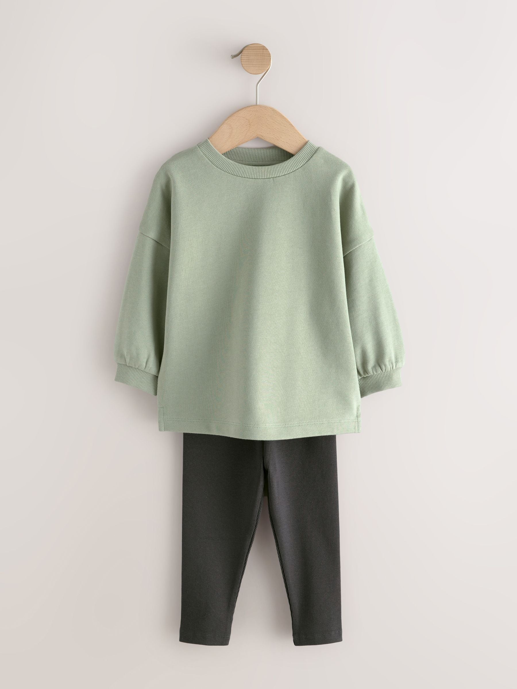 Sage Green Long Sleeve Top and Leggings Set (3mths-7yrs) image 4