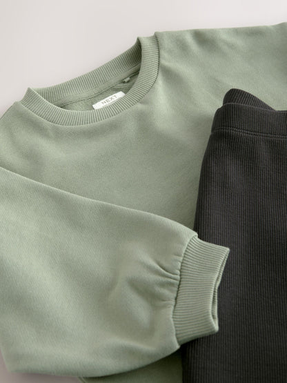 Sage Green Long Sleeve Top and Leggings Set (3mths-7yrs) image 7
