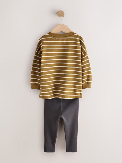 Mustard Stripe Long Sleeve Top and Leggings Set (3mths-7yrs) image 8